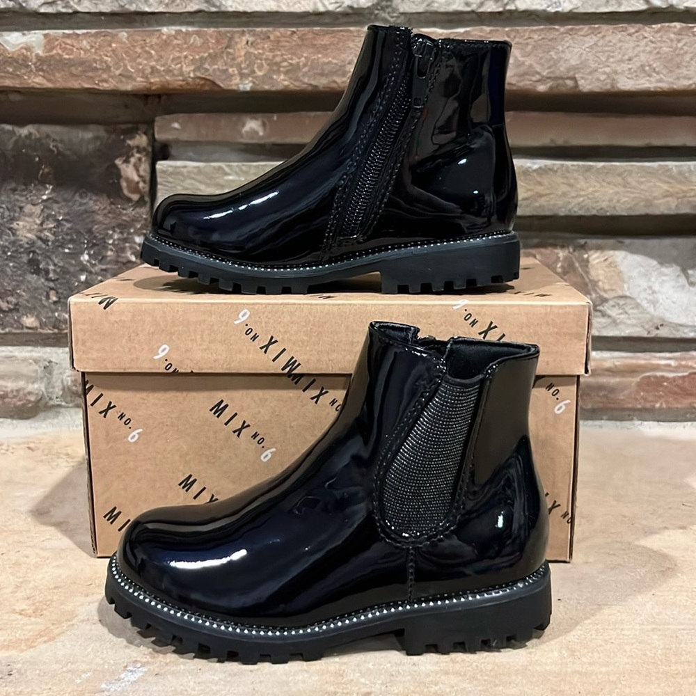 Mix No. 6 Lil Chelsea Black Faux Patent Leather Boot